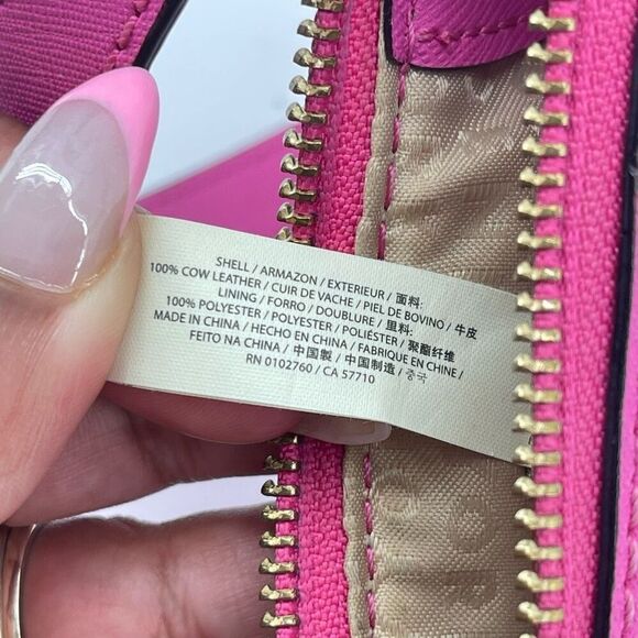 Kate Spade Pink Saffiano Leather Medium Crossbody Bag Top Zip Adjustable Strap - Picture 15 of 17